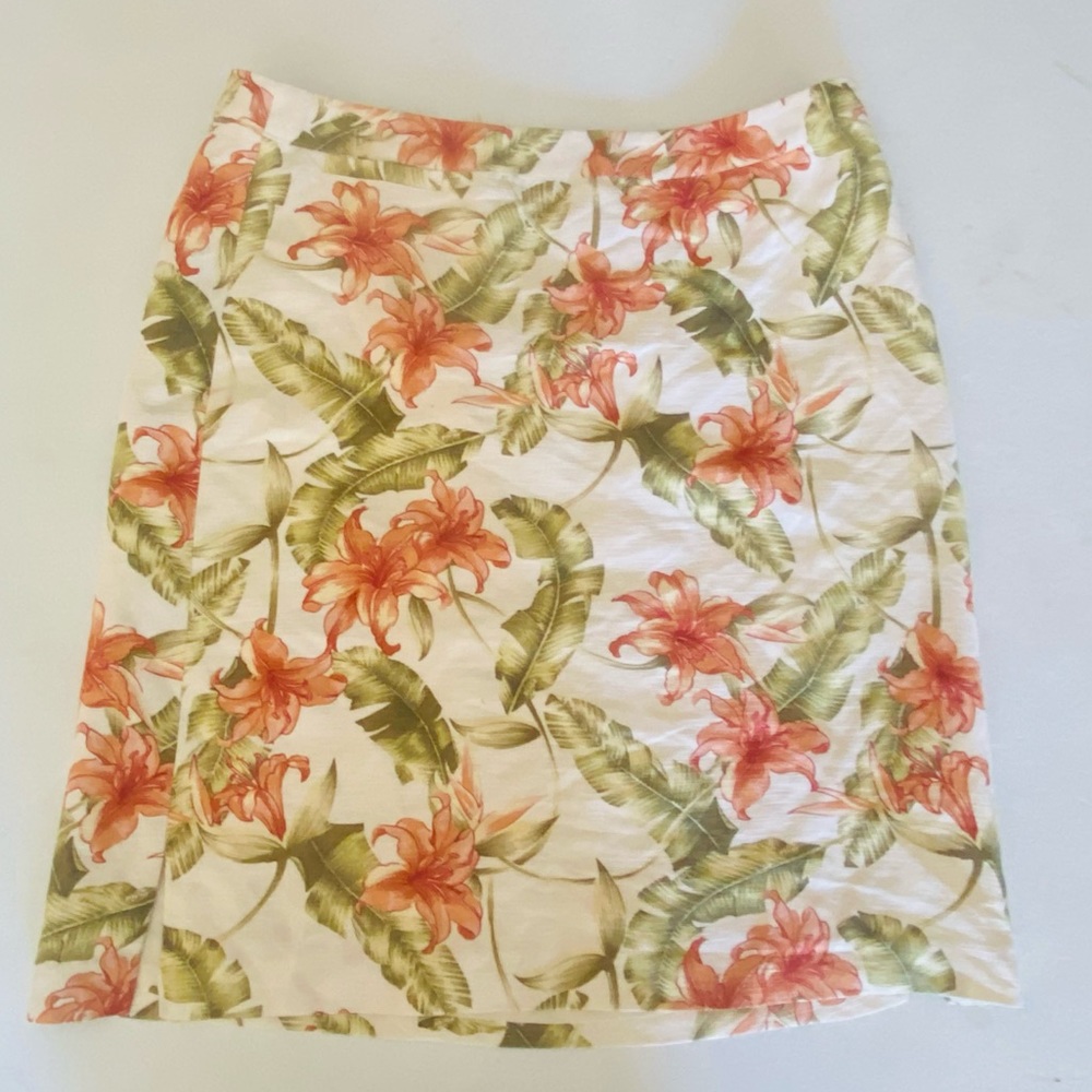 Bermuda Bay Floral Print Silk Skirt Sz m 32"